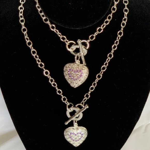 Silver Heart Necklace and Bracelet Set - Picture 6 of 11